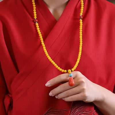 Fashion Jewelry Natural Round Bead Stone Natur Orange Yellow Amber Crystal Elastic Bracelet For Gift Bracelet Amber Tasbih Muslim Islamic Rosary Prayer Bead Natural Stone Muslim Rosary