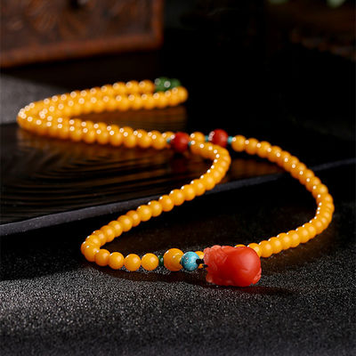 Fashion Jewelry Natural Round Bead Stone Natur Orange Yellow Amber Crystal Elastic Bracelet For Gift Bracelet Amber Tasbih Muslim Islamic Rosary Prayer Bead Natural Stone Muslim Rosary