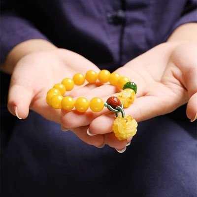 Fine Jewelry Men Women Healing Gemstone Genuine Baltic Ambers Gradient Bracelets Bangles 100% Natural Amber Rainbow Bracelet