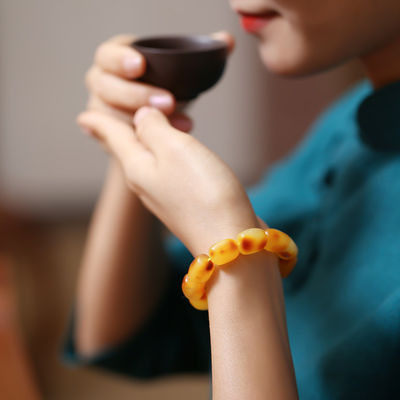 Fine Jewelry Men Women Healing Gemstone Genuine Baltic Ambers Gradient Bracelets Bangles 100% Natural Amber Rainbow Bracelet