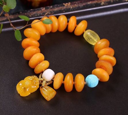 Fine Jewelry Men Women Healing Gemstone Genuine Baltic Ambers Gradient Bracelets Bangles 100% Natural Amber Rainbow Bracelet
