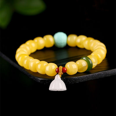 Handmade Bracelet Jewelry Yellow Resin Amber Red Thread String Bracelets Islamic Rosary Muslim Sibha Resin Rosary