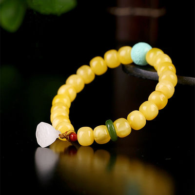 Handmade Bracelet Jewelry Yellow Resin Amber Red Thread String Bracelets Islamic Rosary Muslim Sibha Resin Rosary