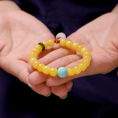 Handmade Bracelet Jewelry Yellow Resin Amber Red Thread String Bracelets Islamic Rosary Muslim Sibha Resin Rosary