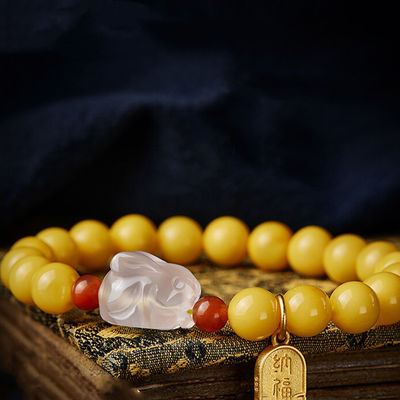 Handmade Bracelet Jewelry Yellow Resin Amber Red Thread String Bracelets Islamic Rosary Muslim Sibha Resin Rosary