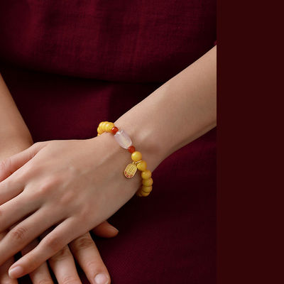 Handmade Bracelet Jewelry Yellow Resin Amber Red Thread String Bracelets Islamic Rosary Muslim Sibha Resin Rosary
