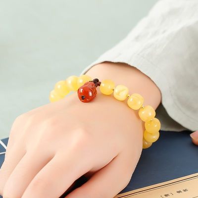 Wholesale Natural Healing Handmade Crystal Honey Amber Raw Stone Bracelet For Gift Souvenir Fine Jewelry Factory Real Classic 10mm Natural Crystal Bead Jewellery Amber Beeswax Bracelet