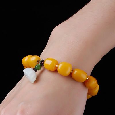 Wholesale Natural Healing Handmade Crystal Honey Amber Raw Stone Bracelet For Gift Souvenir Fine Jewelry Factory Real Classic 10mm Natural Crystal Bead Jewellery Amber Beeswax Bracelet