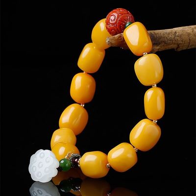 Wholesale Natural Healing Handmade Crystal Honey Amber Raw Stone Bracelet For Gift Souvenir Fine Jewelry Factory Real Classic 10mm Natural Crystal Bead Jewellery Amber Beeswax Bracelet