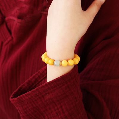 Wholesale Natural Healing Handmade Crystal Honey Amber Raw Stone Bracelet For Gift Souvenir Fine Jewelry Factory Real Classic 10mm Natural Crystal Bead Jewellery Amber Beeswax Bracelet
