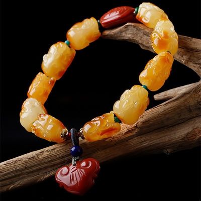 Wholesale Natural Healing Handmade Crystal Honey Amber Raw Stone Bracelet For Gift Souvenir Fine Jewelry Factory Real Classic 10mm Natural Crystal Bead Jewellery Amber Beeswax Bracelet