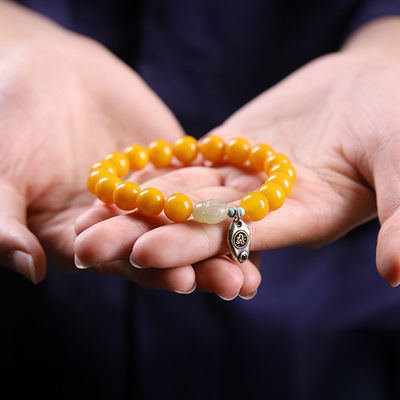 Wholesale Natural Healing Handmade Crystal Honey Amber Raw Stone Bracelet For Gift Souvenir Fine Jewelry Factory Real Classic 10mm Natural Crystal Bead Jewellery Amber Beeswax Bracelet