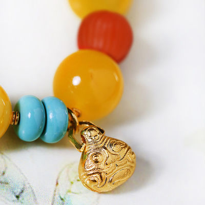Wholesale Natural Healing Handmade Crystal Honey Amber Raw Stone Bracelet For Gift Souvenir Fine Jewelry Factory Real Classic 10mm Natural Crystal Bead Jewellery Amber Beeswax Bracelet