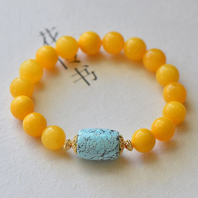 Wholesale Natural Healing Handmade Crystal Honey Amber Raw Stone Bracelet For Gift Souvenir Fine Jewelry Factory Real Classic 10mm Natural Crystal Bead Jewellery Amber Beeswax Bracelet