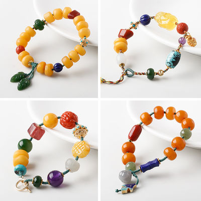 Wholesale Natural Healing Handmade Crystal Honey Amber Raw Stone Bracelet For Gift Souvenir Fine Jewelry Factory Real Classic 10mm Natural Crystal Bead Jewellery Amber Beeswax Bracelet
