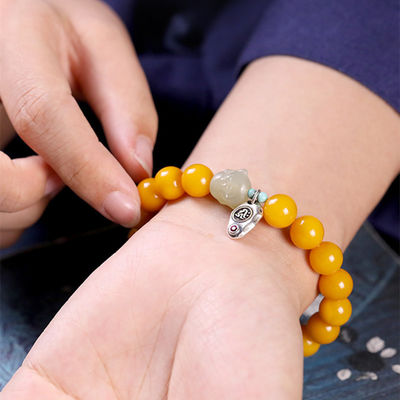 Wholesale Natural Healing Handmade Crystal Honey Amber Raw Stone Bracelet For Gift Souvenir Fine Jewelry Factory Real Classic 10mm Natural Crystal Bead Jewellery Amber Beeswax Bracelet