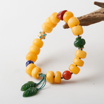 Wholesale Natural Healing Handmade Crystal Honey Amber Raw Stone Bracelet For Gift Souvenir Fine Jewelry Factory Real Classic 10mm Natural Crystal Bead Jewellery Amber Beeswax Bracelet