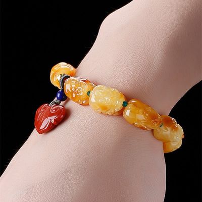 Wholesale Natural Healing Handmade Crystal Honey Amber Raw Stone Bracelet For Gift Souvenir Fine Jewelry Factory Real Classic 10mm Natural Crystal Bead Jewellery Amber Beeswax Bracelet