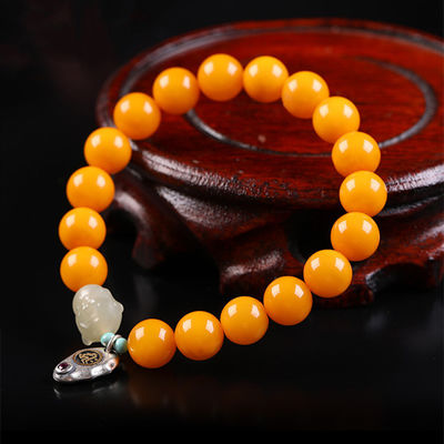 Wholesale Natural Healing Handmade Crystal Honey Amber Raw Stone Bracelet For Gift Souvenir Fine Jewelry Factory Real Classic 10mm Natural Crystal Bead Jewellery Amber Beeswax Bracelet