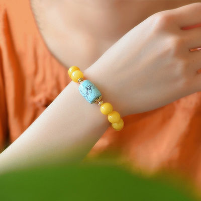Wholesale Natural Healing Handmade Crystal Honey Amber Raw Stone Bracelet For Gift Souvenir Fine Jewelry Factory Real Classic 10mm Natural Crystal Bead Jewellery Amber Beeswax Bracelet