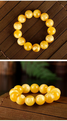 Amber Charm Elastic Natural Gemstone Natural Water Purification Amber Beeswax Hand String Beeswax Amber Round Bead Flower Perdo Circle Couple Bracelet