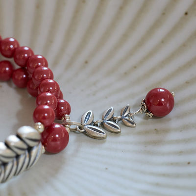 New Cinnabar Beads On Single Loop For Fashion Charm Bracelets Simple Design For Jewelry Crafts jasper Loose Natural Stone Beads Custom Red Cinnabar Bracelet