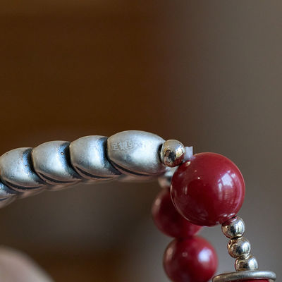 New Cinnabar Beads On Single Loop For Fashion Charm Bracelets Simple Design For Jewelry Crafts jasper Loose Natural Stone Beads Custom Red Cinnabar Bracelet