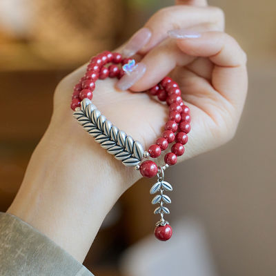 New Cinnabar Beads On Single Loop For Fashion Charm Bracelets Simple Design For Jewelry Crafts jasper Loose Natural Stone Beads Custom Red Cinnabar Bracelet