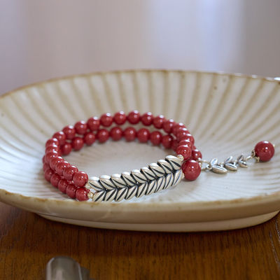 New Cinnabar Beads On Single Loop For Fashion Charm Bracelets Simple Design For Jewelry Crafts jasper Loose Natural Stone Beads Custom Red Cinnabar Bracelet