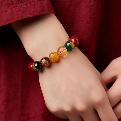 Feng Shui Bracelet Cinnabar Bracelet, Cinnabar PiXiu Bracelet Prayer Beads Dragon Protection Bracelet For Men Women, Red Bead Bracelets Jewelry Gifts Meaning To Attract Wealth And Good Luck