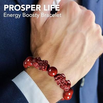 Feng Shui Cinnabar Bracelet For Women,Cinnabar Powder Feng Shui Bracelet,Feng Shui Bracelet For Wealth And Protection Good Luck Money Amulet