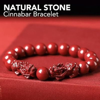 Feng Shui Cinnabar Bracelet For Women,Cinnabar Powder Feng Shui Bracelet,Feng Shui Bracelet For Wealth And Protection Good Luck Money Amulet