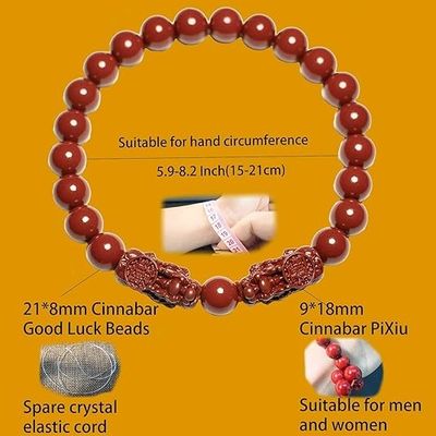 Feng Shui Cinnabar Bracelet For Women,Cinnabar Powder Feng Shui Bracelet,Feng Shui Bracelet For Wealth And Protection Good Luck Money Amulet