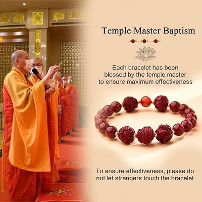 FengShui Wealth And Luck Bracelet, Feng Shui Cinnabar Stone Zodiac Wealth Bangle Prosperity Buddha Beads Elastic Bracelet For Women Jewelry
