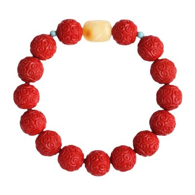 FengShui Wealth And Luck Bracelet, Feng Shui Cinnabar Stone Zodiac Wealth Bangle Prosperity Buddha Beads Elastic Bracelet For Women Jewelry