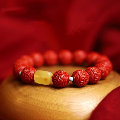 FengShui Wealth And Luck Bracelet, Feng Shui Cinnabar Stone Zodiac Wealth Bangle Prosperity Buddha Beads Elastic Bracelet For Women Jewelry