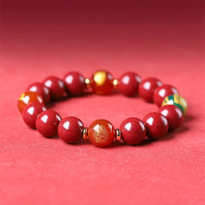 Cinnabar Feng Shui Bracelet, A Lucky Bracelet That Can Dispel The Evil Spirits Of Tai Sui And Help You Avoid Bad Luck. The Red Beaded Bracelet Is Suitable For Both Men And Women