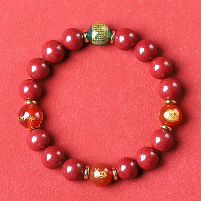 Cinnabar Feng Shui Bracelet, A Lucky Bracelet That Can Dispel The Evil Spirits Of Tai Sui And Help You Avoid Bad Luck. The Red Beaded Bracelet Is Suitable For Both Men And Women
