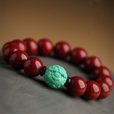 Feng Shui Wealth Bracelet Red Cinnabar Natural Crystal Onyx Relief Reiki Healing Stone Original Double Protection Red Strand Bracelet Bring Luck Prosperity