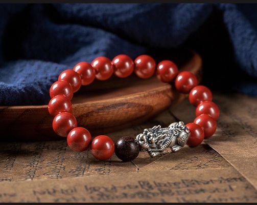 Feng Shui Wealth Bracelet Red Cinnabar Natural Crystal Onyx Relief Reiki Healing Stone Original Double Protection Red Strand Bracelet Bring Luck Prosperity
