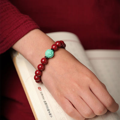 Feng Shui Wealth Bracelet Red Cinnabar Natural Crystal Onyx Relief Reiki Healing Stone Original Double Protection Red Strand Bracelet Bring Luck Prosperity