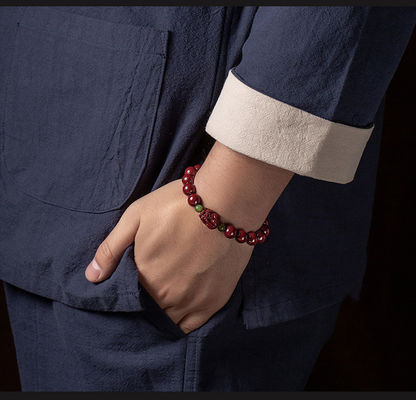 Feng Shui Bracelet For Women Lady Cinnabar Jade Gourd Bracelet Wealth Luck And Protection Red Cinnabar Beads With Gold Gourd Charm For Birthdays Graduation Gift
