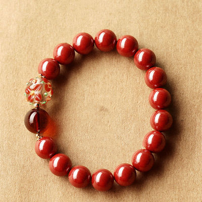 Feng Shui Bracelet For Women Lady Cinnabar Jade Gourd Bracelet Wealth Luck And Protection Red Cinnabar Beads With Gold Gourd Charm For Birthdays Graduation Gift