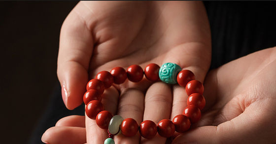 Cinnabar Bracelet For Women – Feng Shui Red Jade Beads Handmade Bracelet With Enamel Decor – Good Luck & Abundance Protection Jewelry For Daily Wear