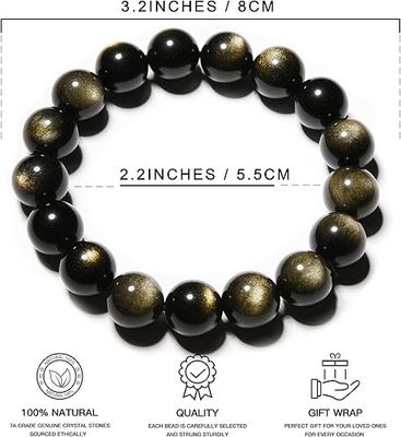 5A Grade Natural Crystal Gemstone Bracelet | Healing Energy Charged Quartz Stone Bead | Stretch String Beaded Bracelet For Women Men Teens