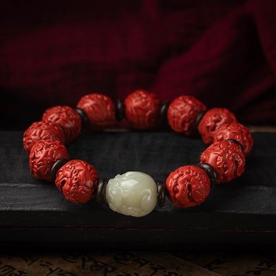 Feng Shui Amulet Red Pi Xiu Cinnabar Bracelet Prosperity Red Bead Bracelet With Charm Pi Yao Natural Stone Beads Bracelet Attract Wealth Money And Good Luck