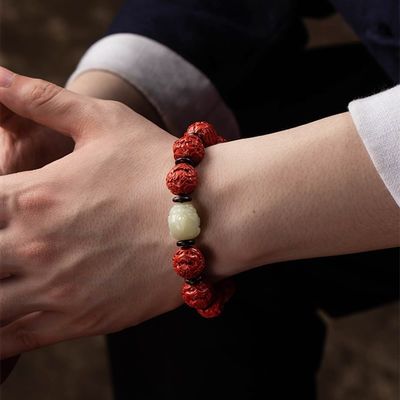 Feng Shui Amulet Red Pi Xiu Cinnabar Bracelet Prosperity Red Bead Bracelet With Charm Pi Yao Natural Stone Beads Bracelet Attract Wealth Money And Good Luck
