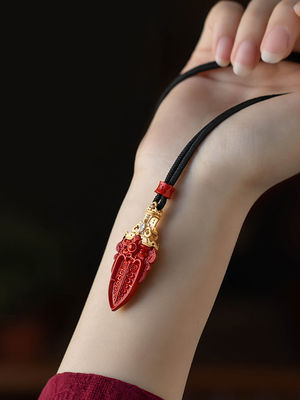 Gemstone Taotie Fortune God Quan Yin Goddess Of Compassion Mercy Red Pendant Necklace Guan Yin Kuan Yin Cinnabar Chinese Feng Shui Amulet Kwan Yin Avalokitesvara For Wealth Health