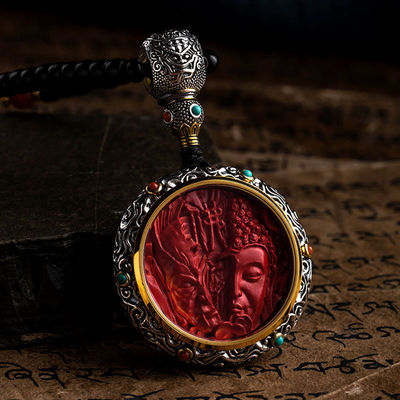 Gemstone Taotie Fortune God Quan Yin Goddess Of Compassion Mercy Red Pendant Necklace Guan Yin Kuan Yin Cinnabar Chinese Feng Shui Amulet Kwan Yin Avalokitesvara For Wealth Health