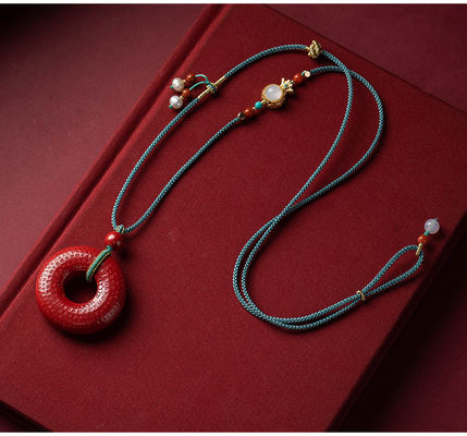 Gemstone Taotie Fortune God Quan Yin Goddess Of Compassion Mercy Red Pendant Necklace Guan Yin Kuan Yin Cinnabar Chinese Feng Shui Amulet Kwan Yin Avalokitesvara For Wealth Health